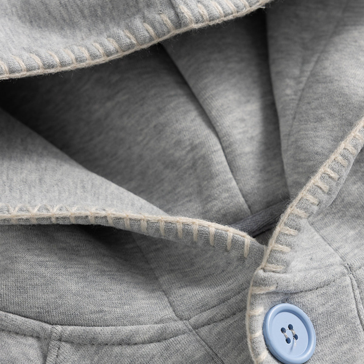 Solid Color Color-Button Hoodie