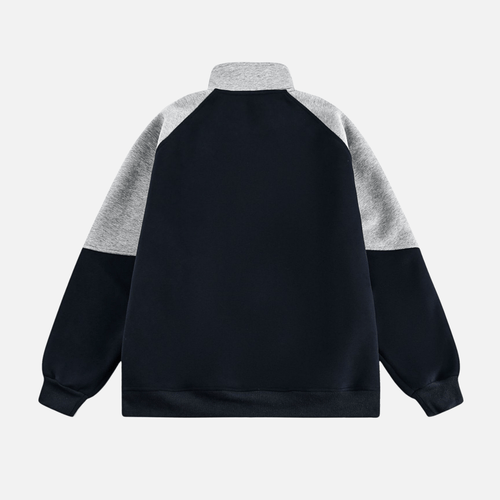 Color-Block Embroidered Stand Collar Jacket