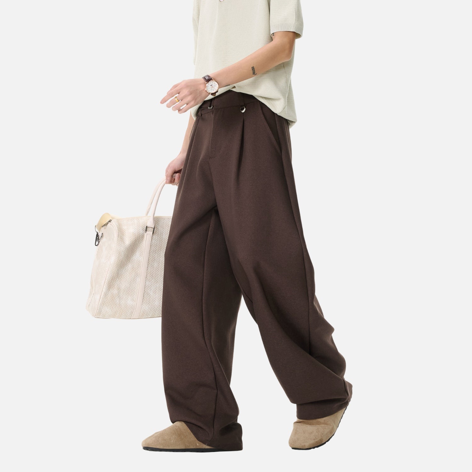Old-Money Curved Tailored Pants