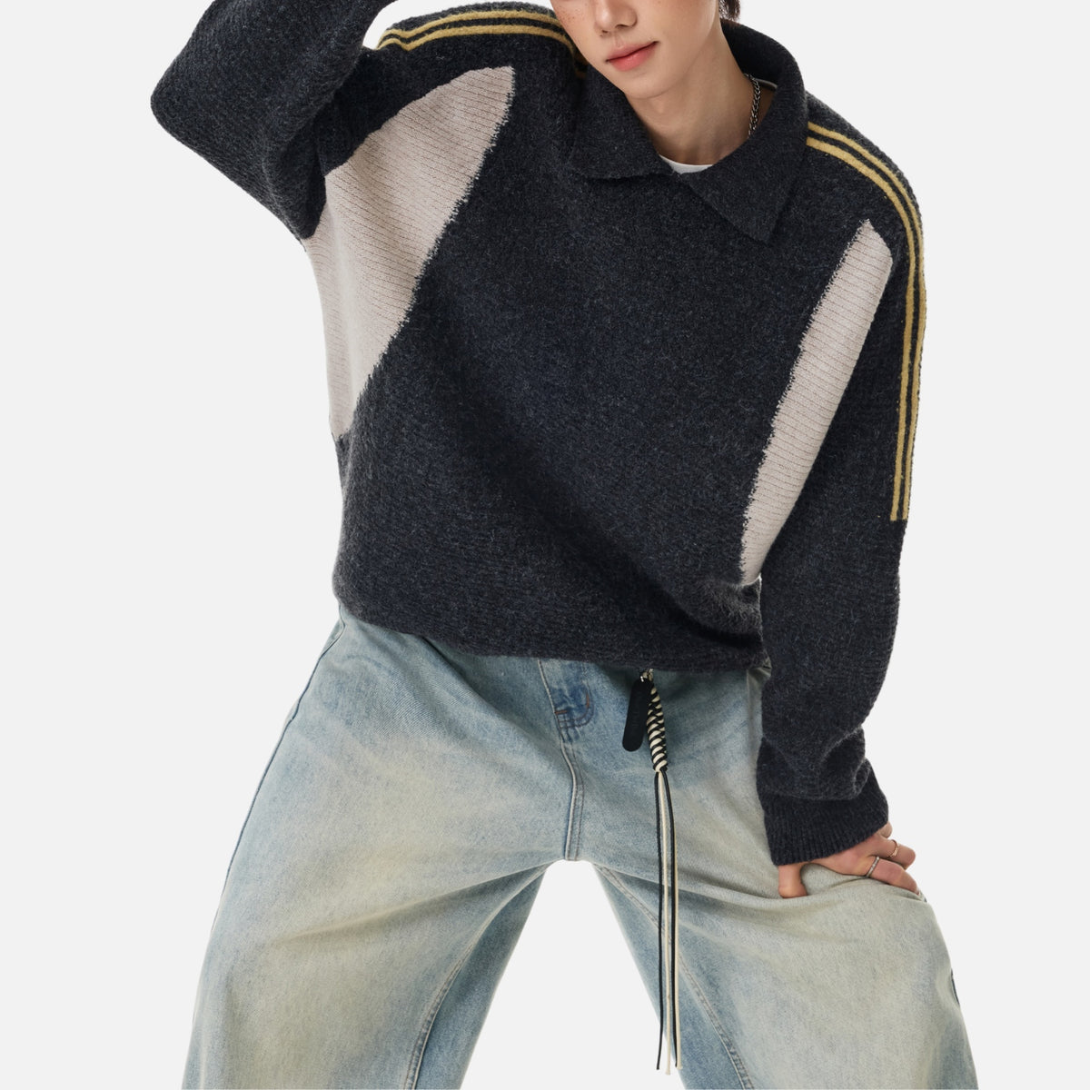 Vintage Colorblock Polo Sweater