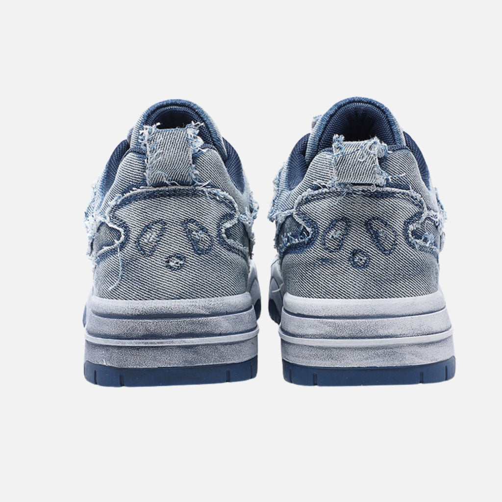 Vintage Washed Denim Skate Sneakers