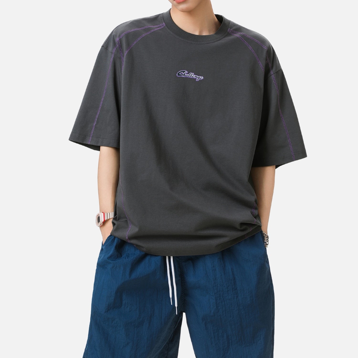 Contrast Stitch Graphic Cotton Tee