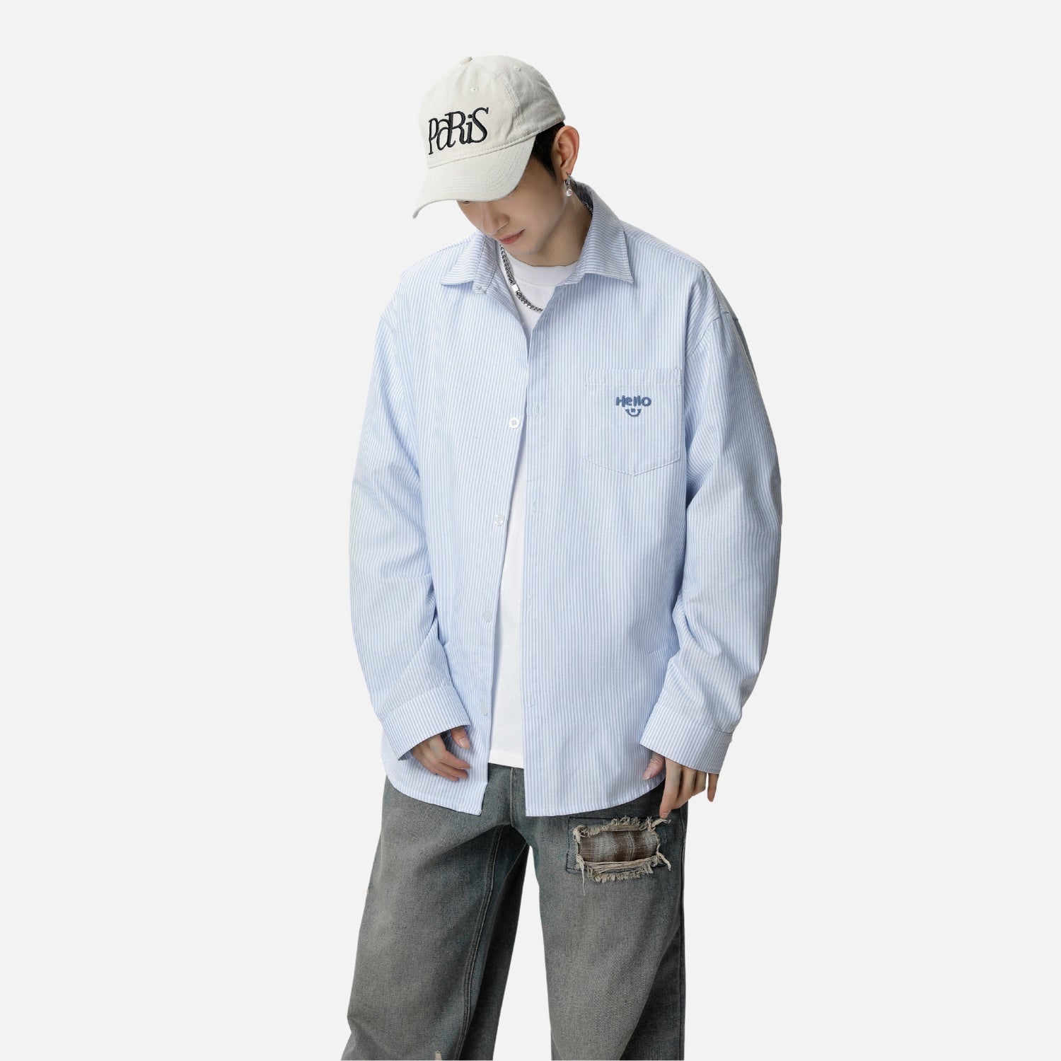 Striped Embroidered Pocket Shirt