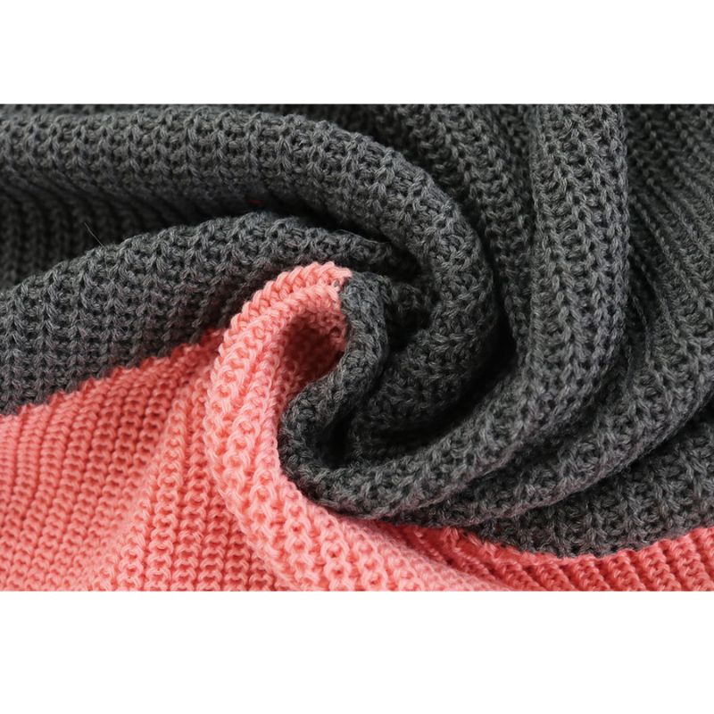 Color Contrast Tie-Up Knit Set