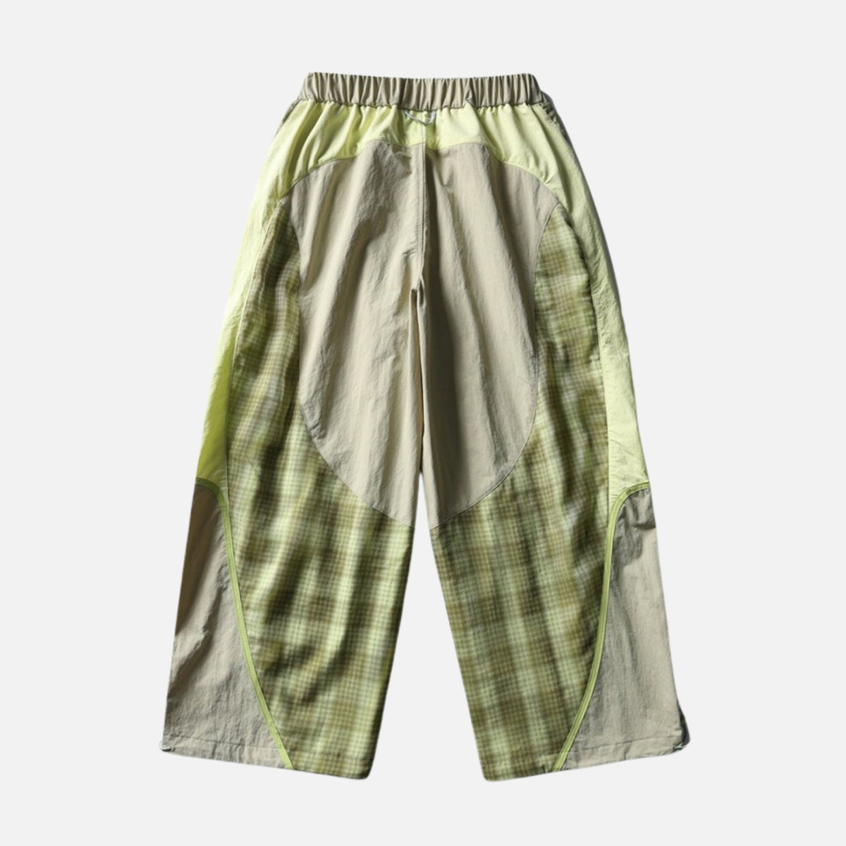 Plaid Colorblock Windproof Parachute Pants