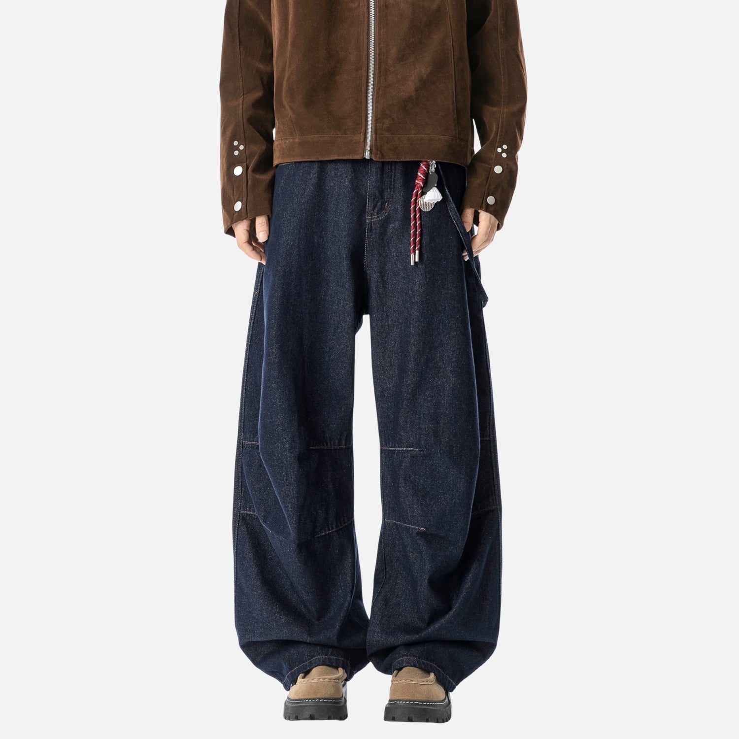 Double Pleated Baggy Jeans