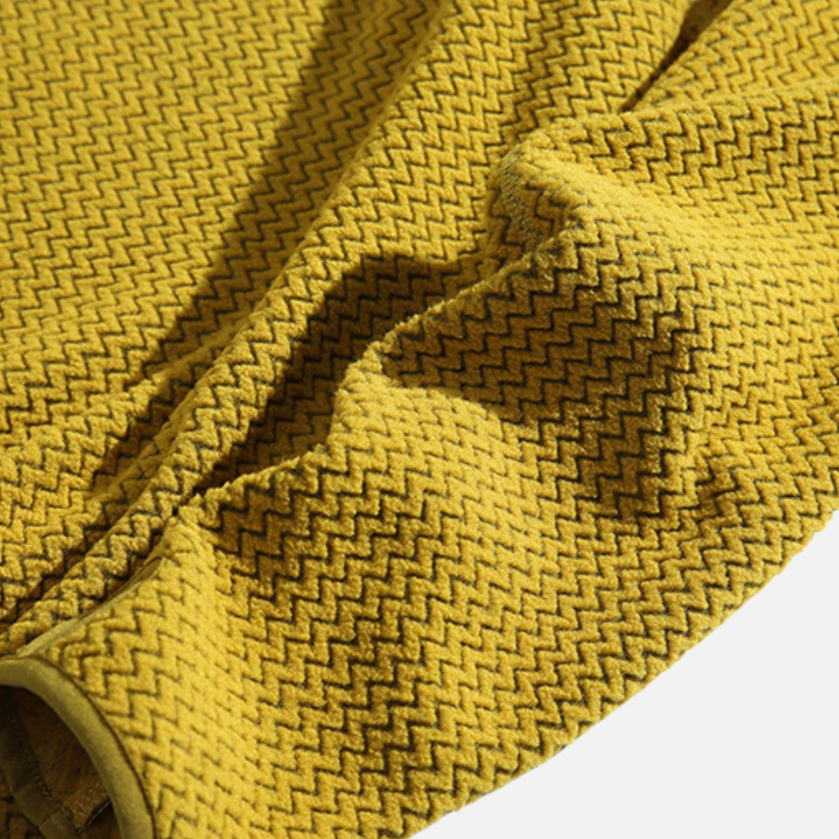 Wave-Textured Fleece Hooded Sweatshirt