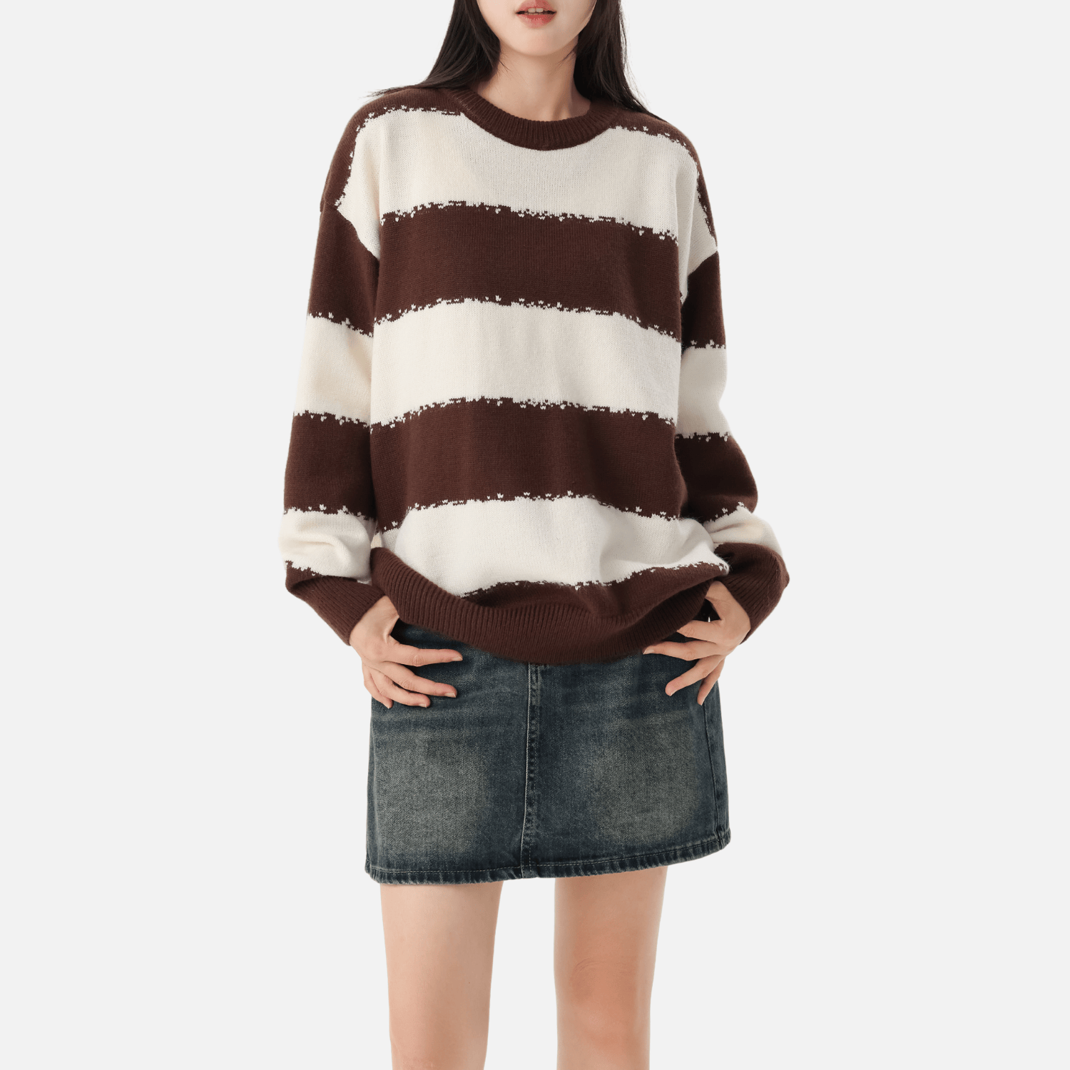 Gestreifter Colorblock-Pullover