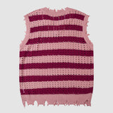 Hollow Out Stripe Vest Sweater