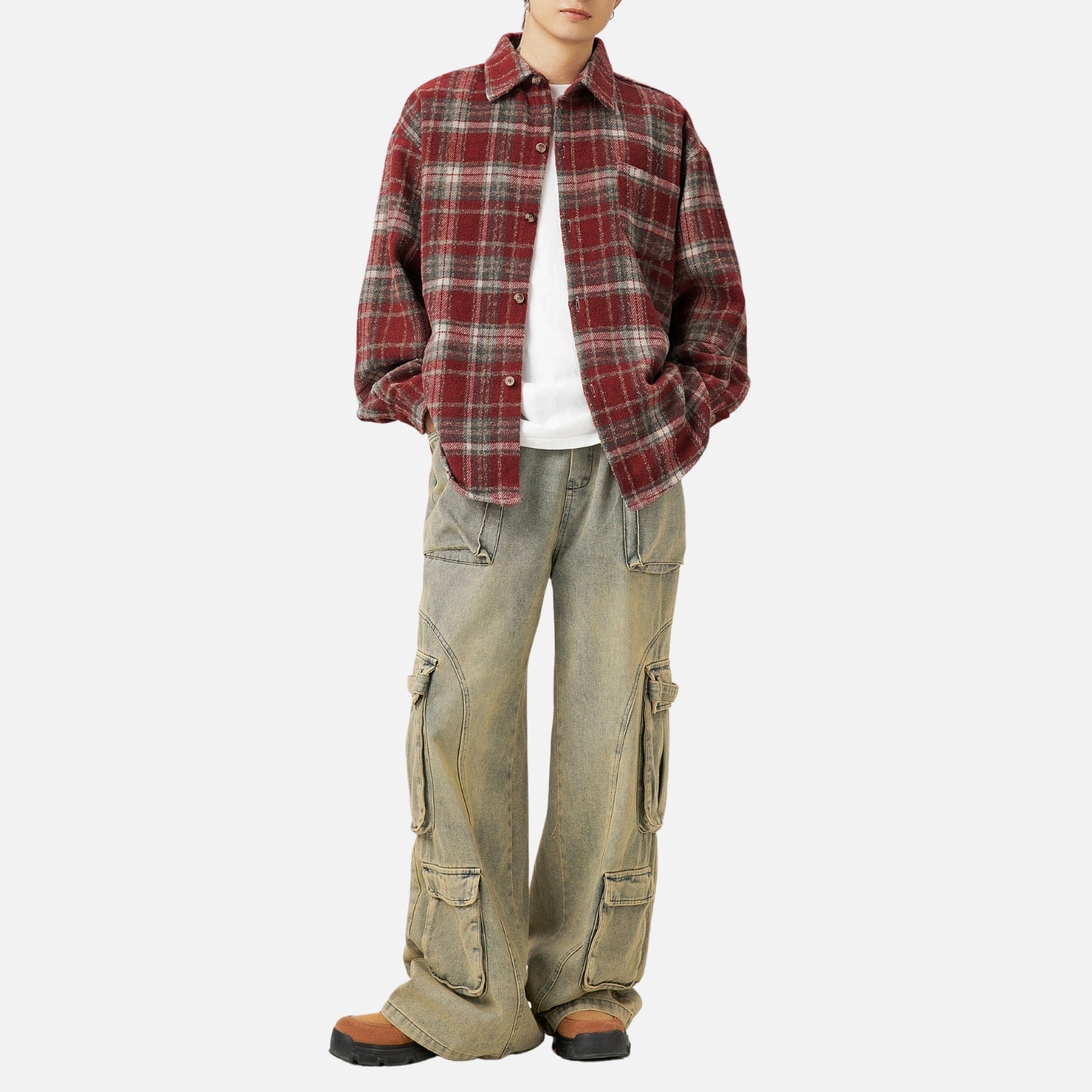 Vintage kariertes Langarmhemd