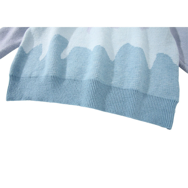 Tree Pattern Color-blocked Pullover