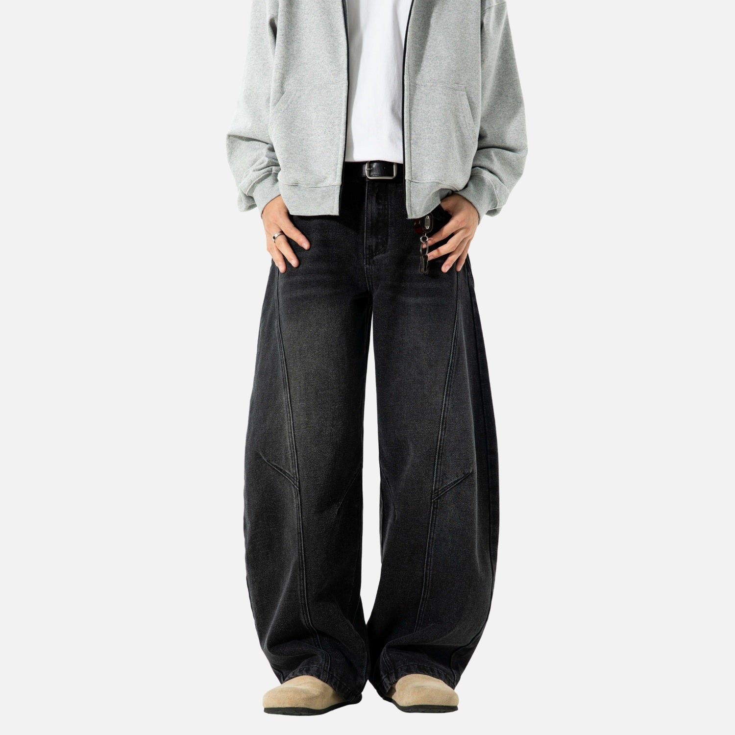 Vintage Washed Panel Baggy Jeans