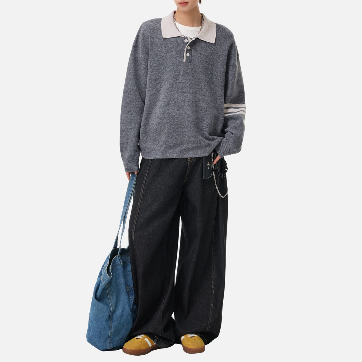 Vintage Old-Money Colorblock Polo Sweater