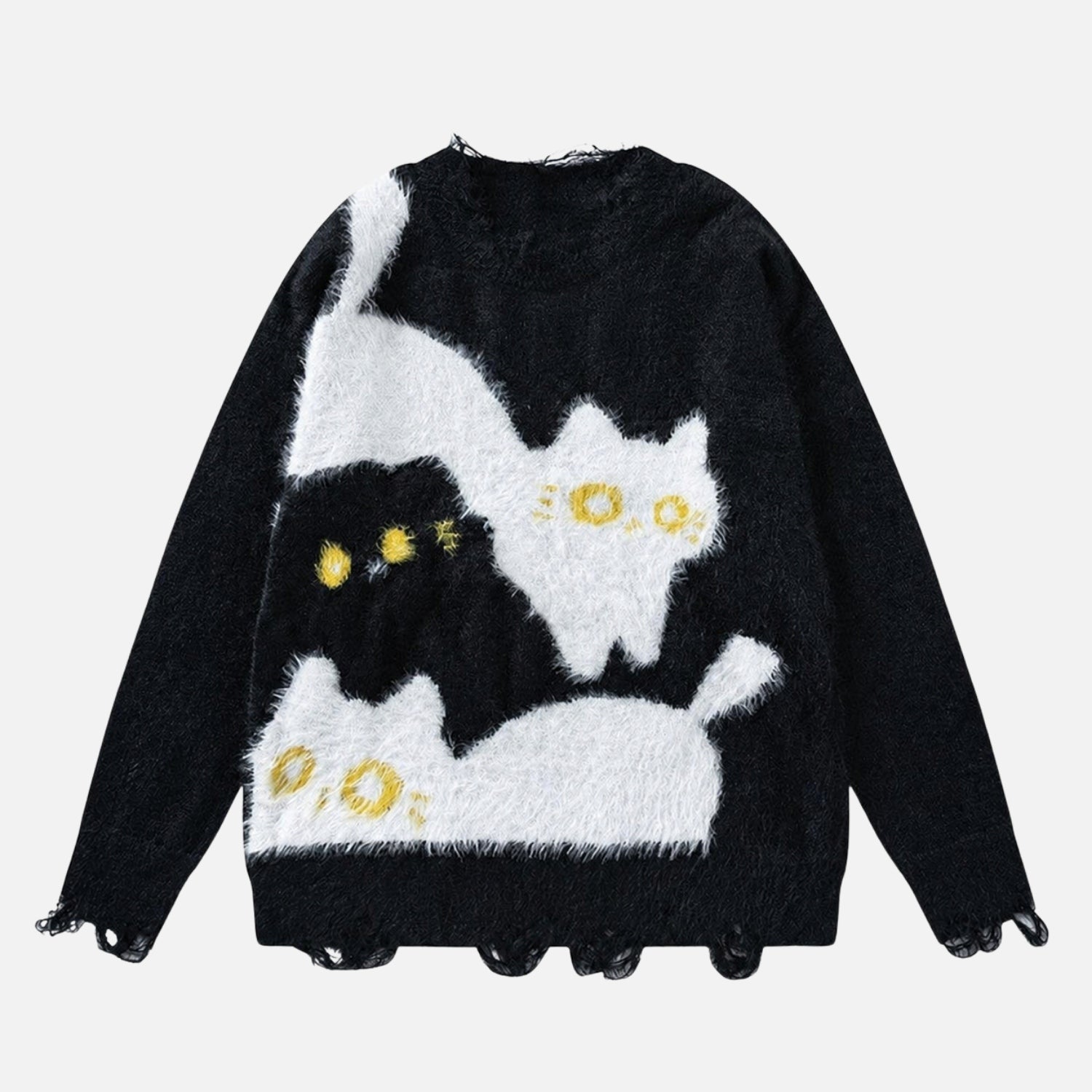Suéter de punto con estampado de gato