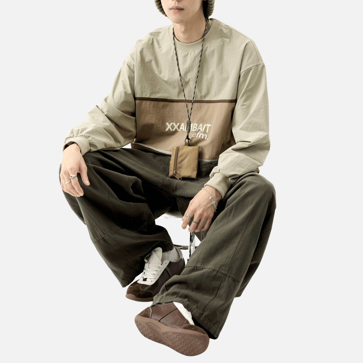 Tricolor Stripe Patchwork Sweatshirt