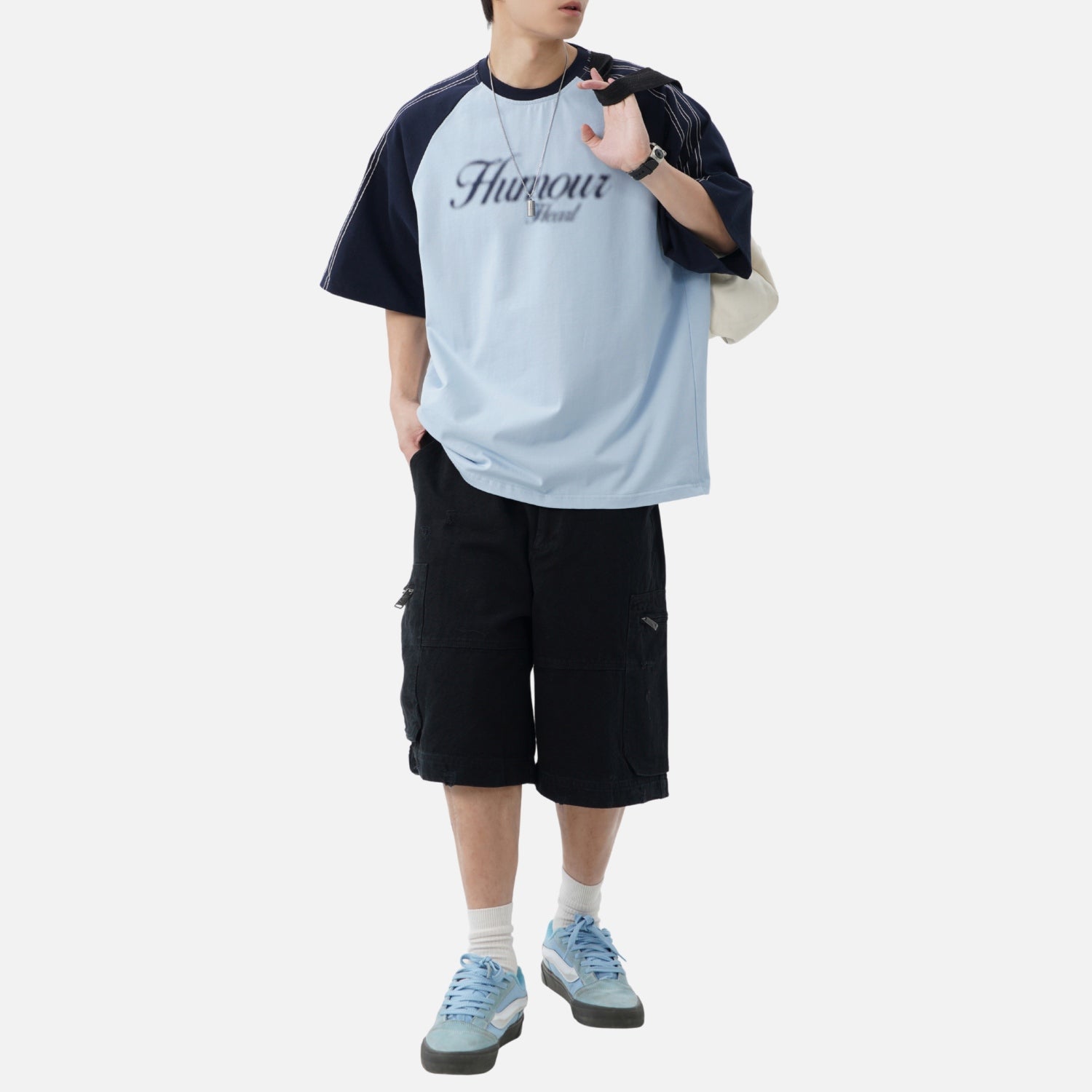 Contrast-Stitch Raglan Tee
