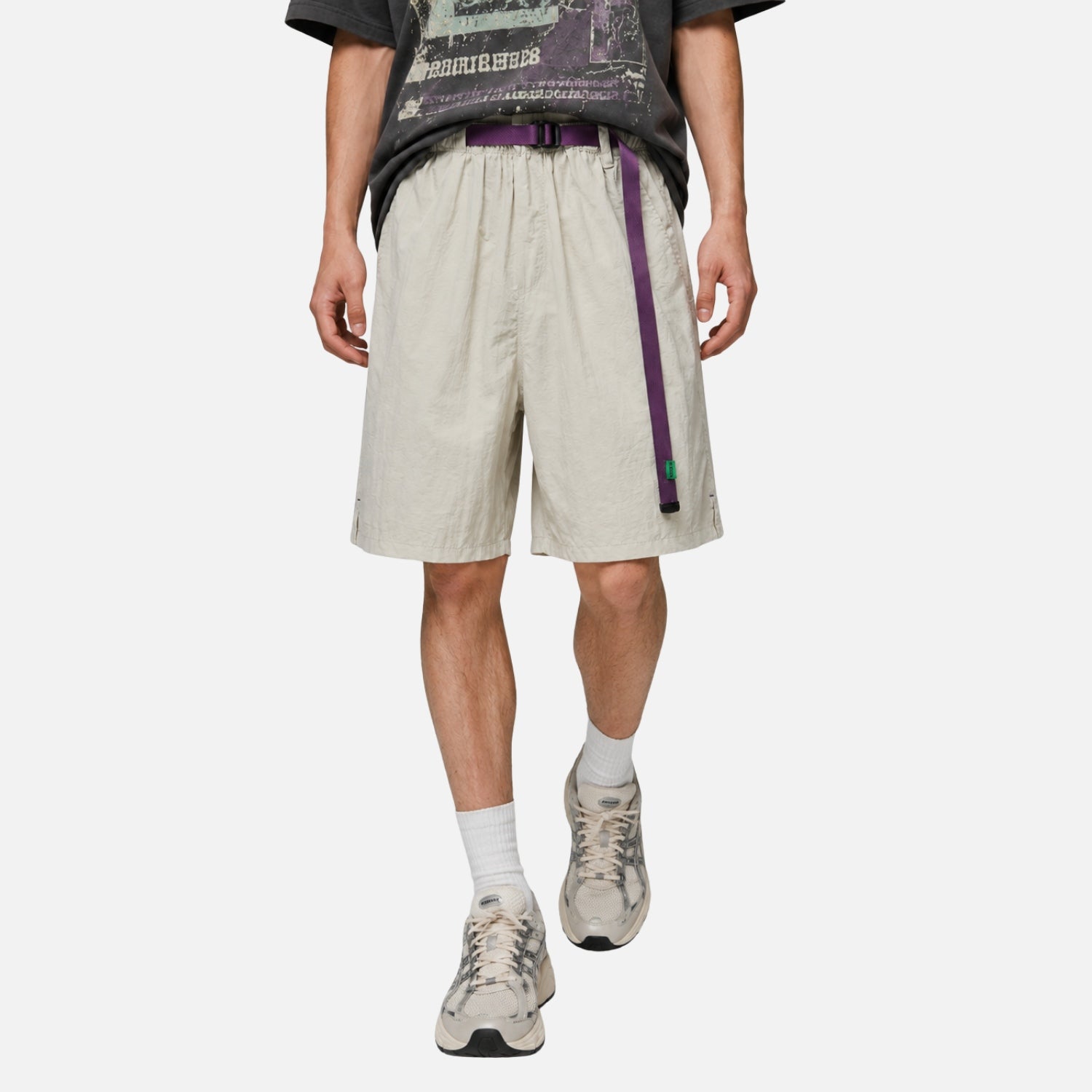 Colorblock Double-Waist Nylon Shorts | OLUOLIN