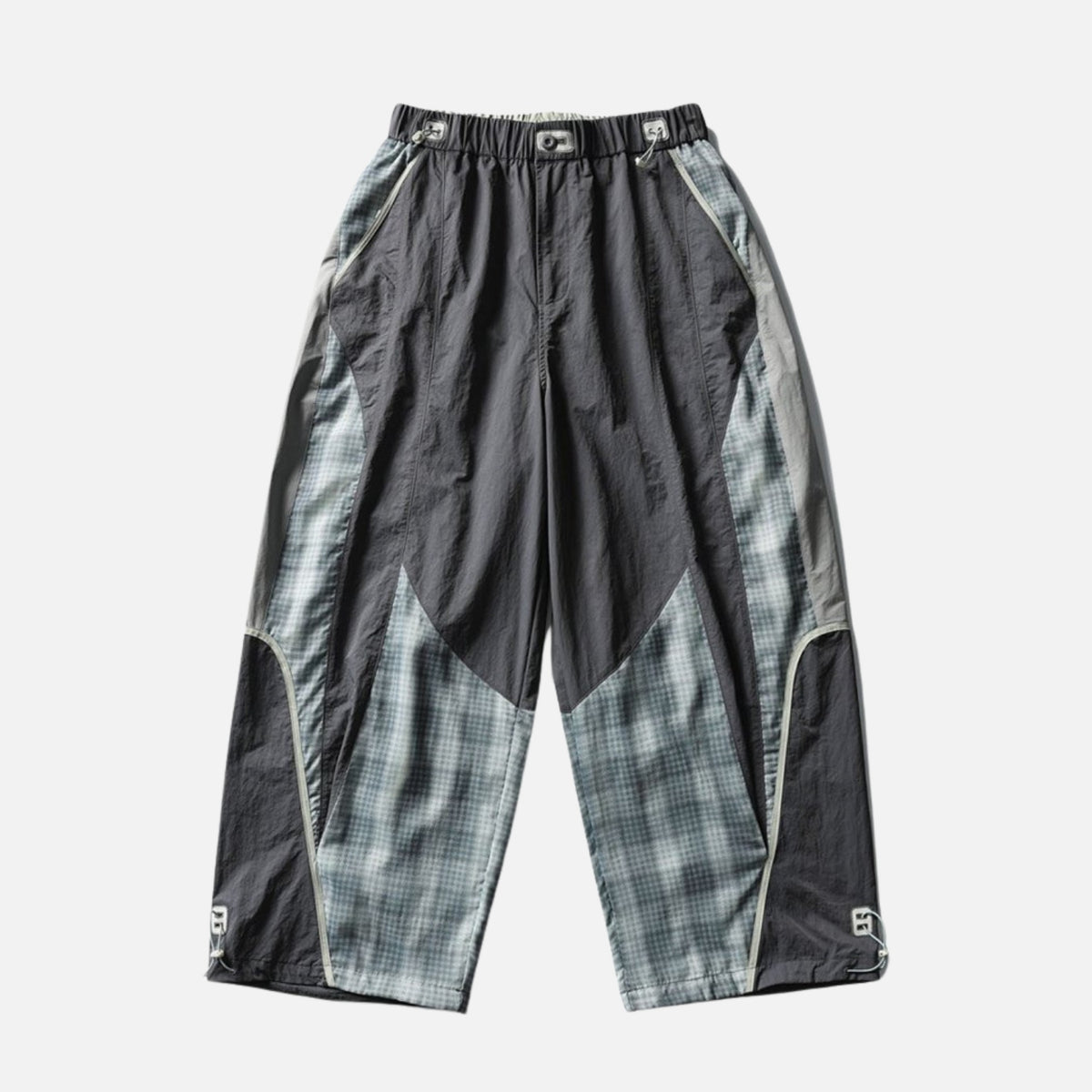 Plaid Colorblock Windproof Parachute Pants