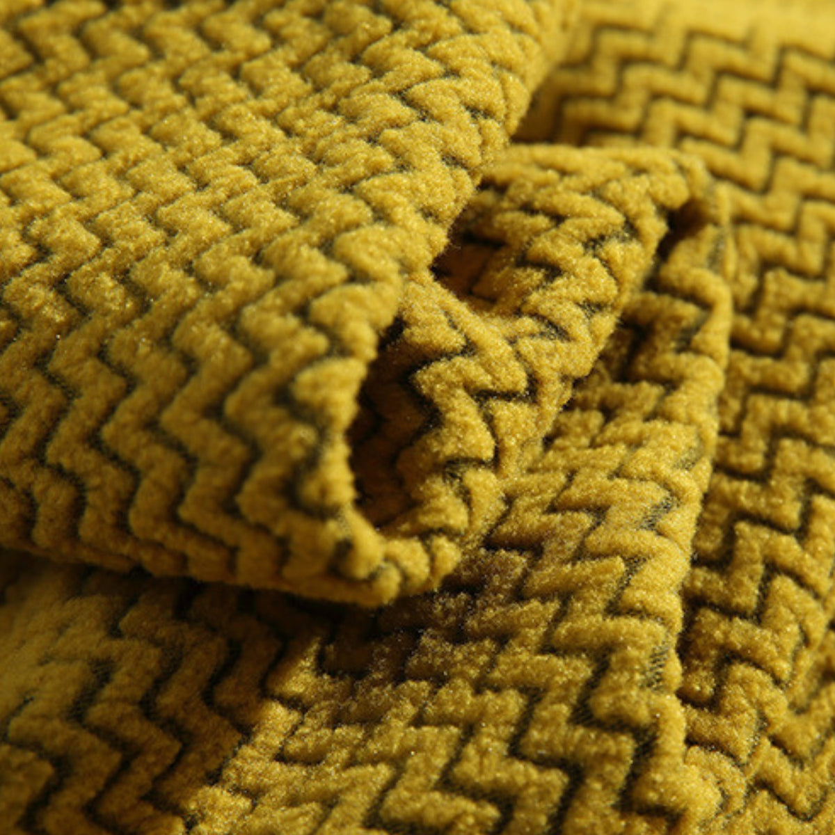 Wave-Textured Fleece Hooded Sweatshirt