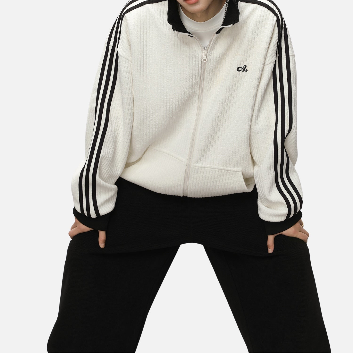 Colorblock Textured Zip-Up Jacket