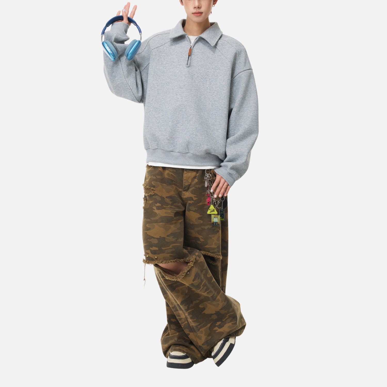 Vintage Half-Zip Polo Sweatshirt
