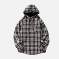 Chemise à capuche à carreaux et blocs de couleurs