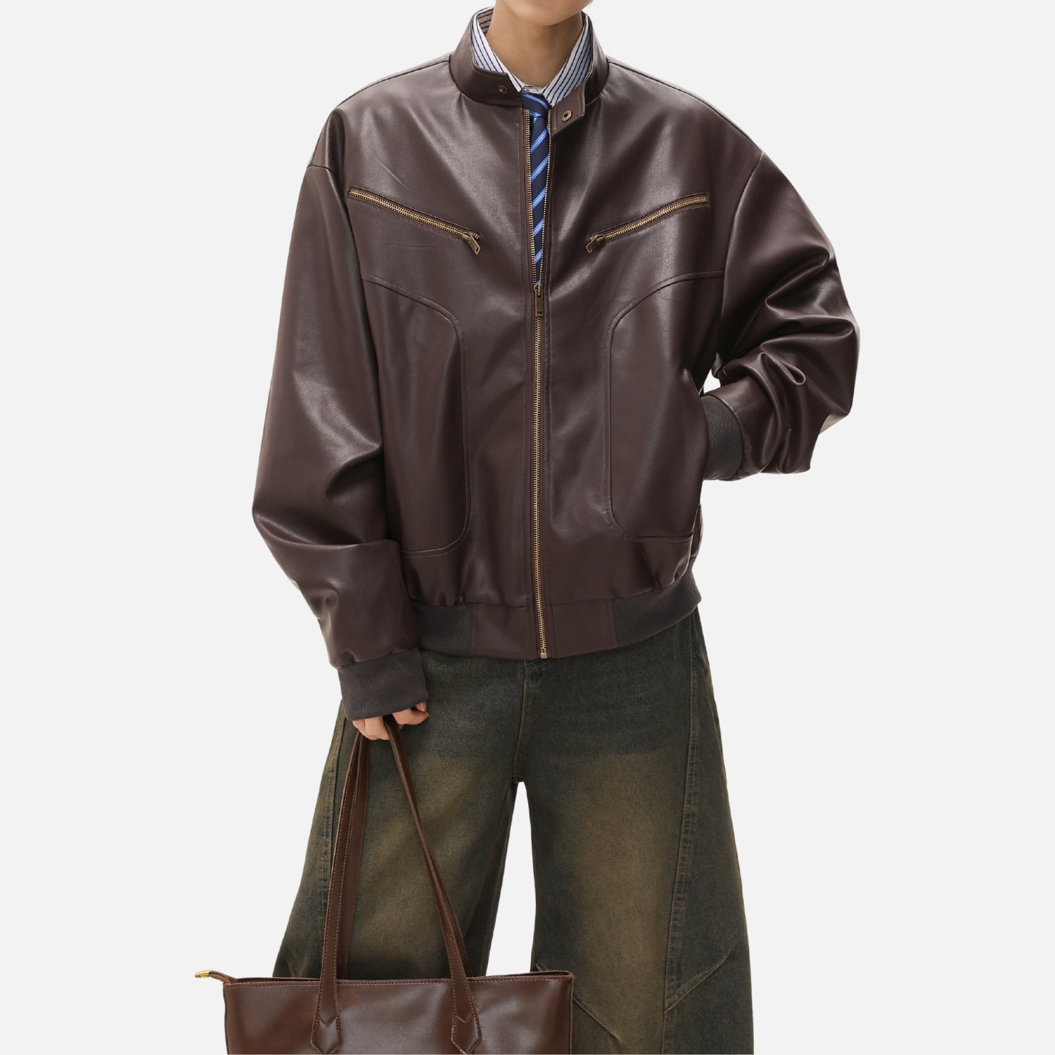 Vintage PU Leather Moto Jacket