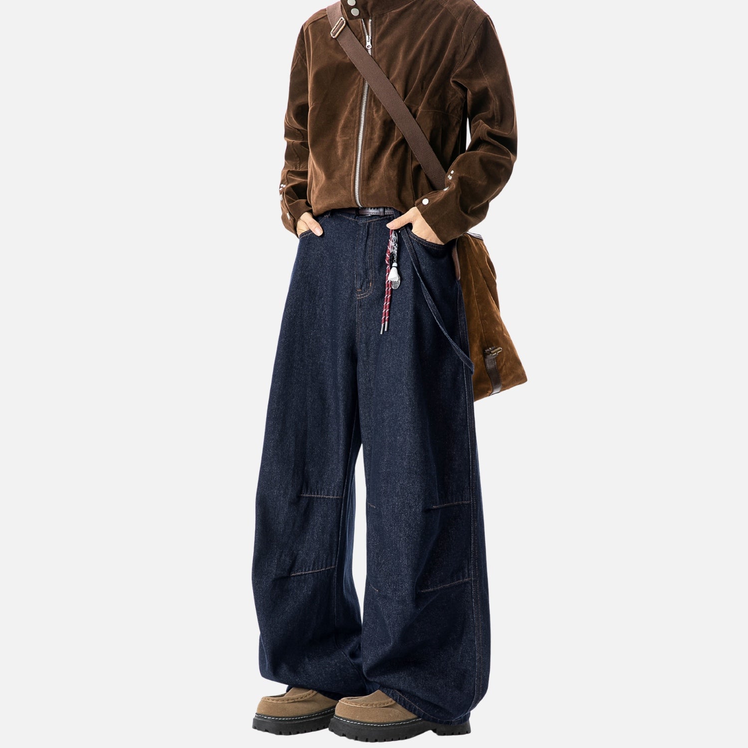 Double Pleated Baggy Jeans