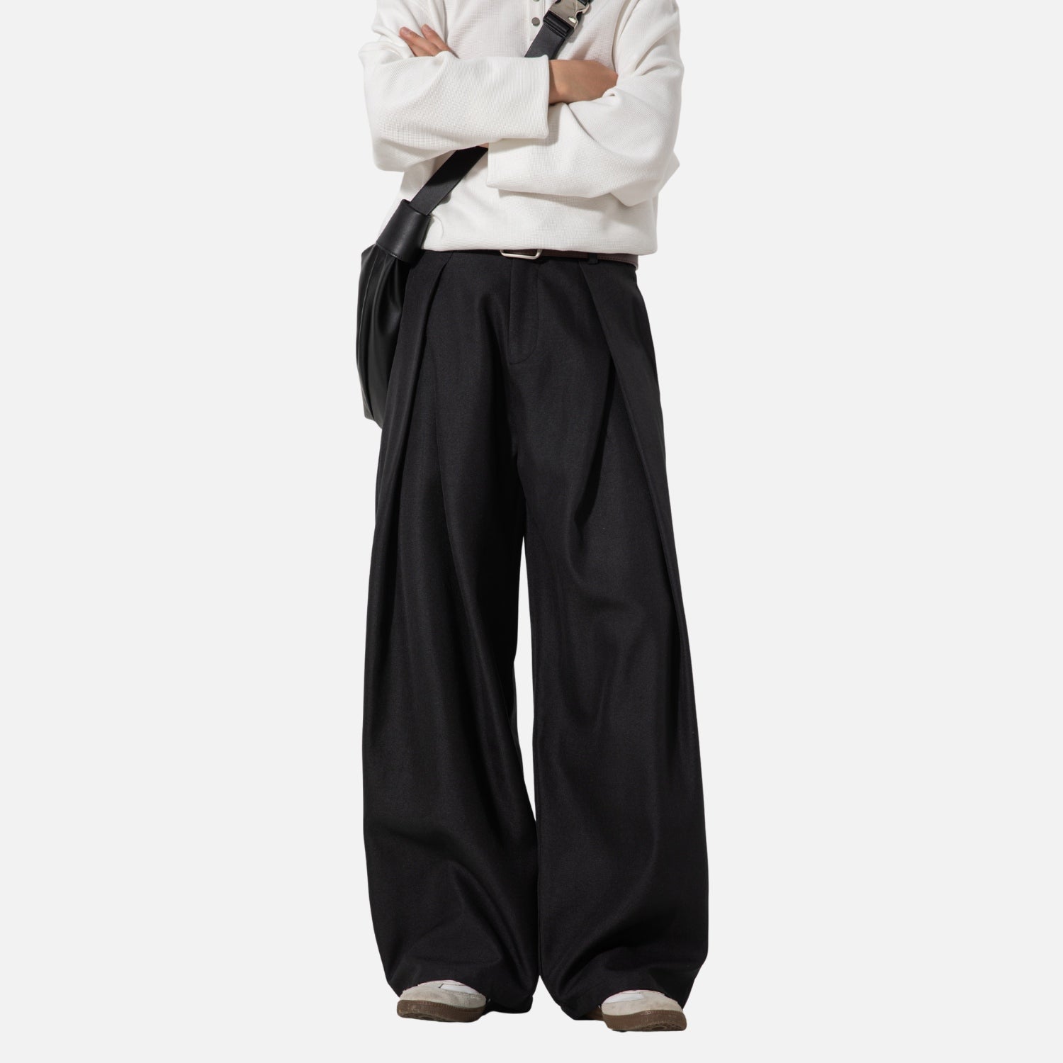 Elegant Pleated Texture Trousers