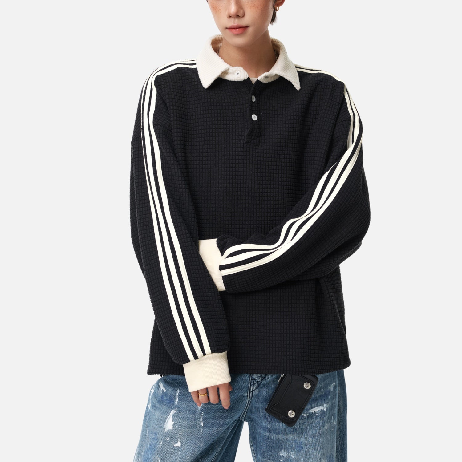 Heavyweight Textured Polo Sweatshirt
