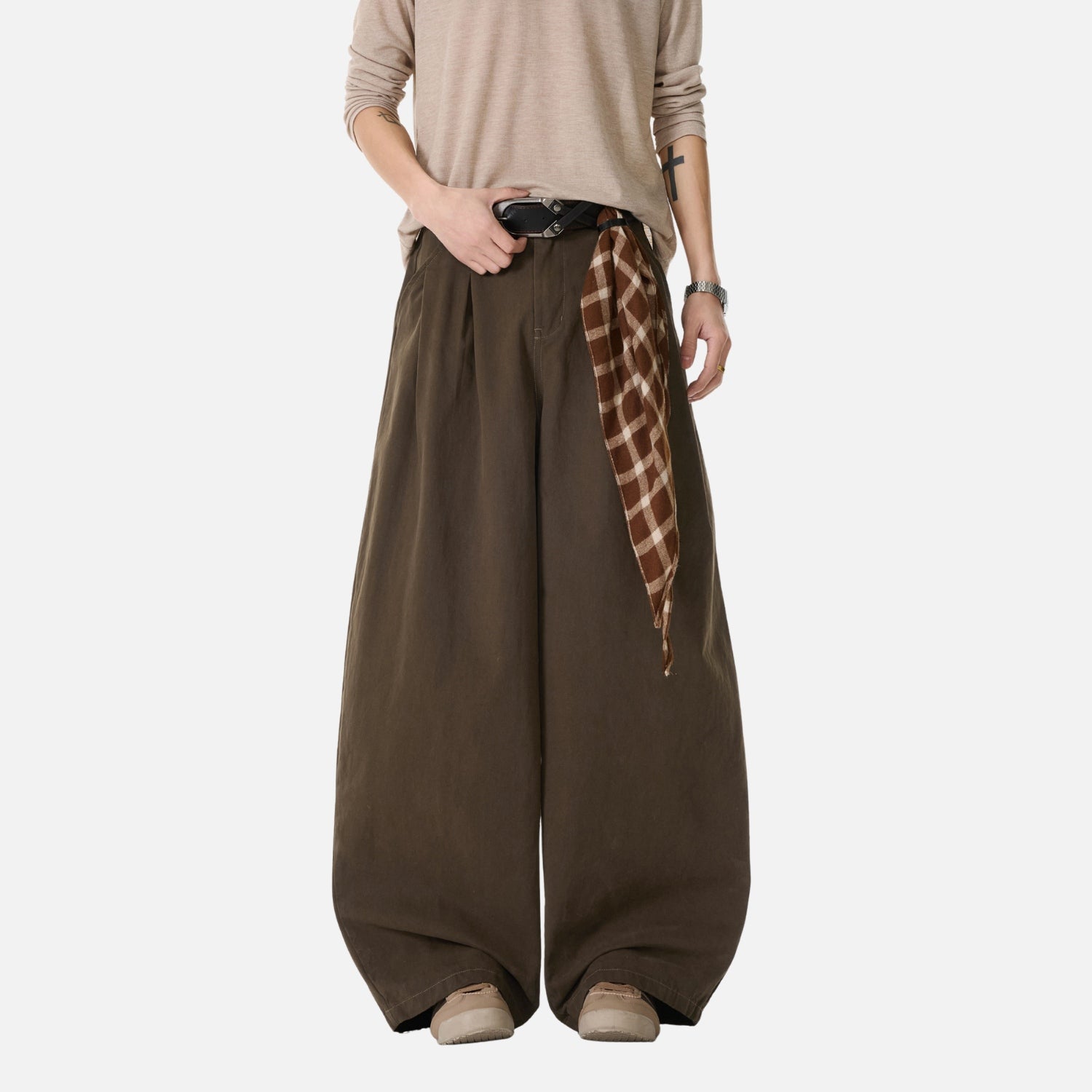 Vintage Double-Pleated Baggy Pants – OLUOLIN