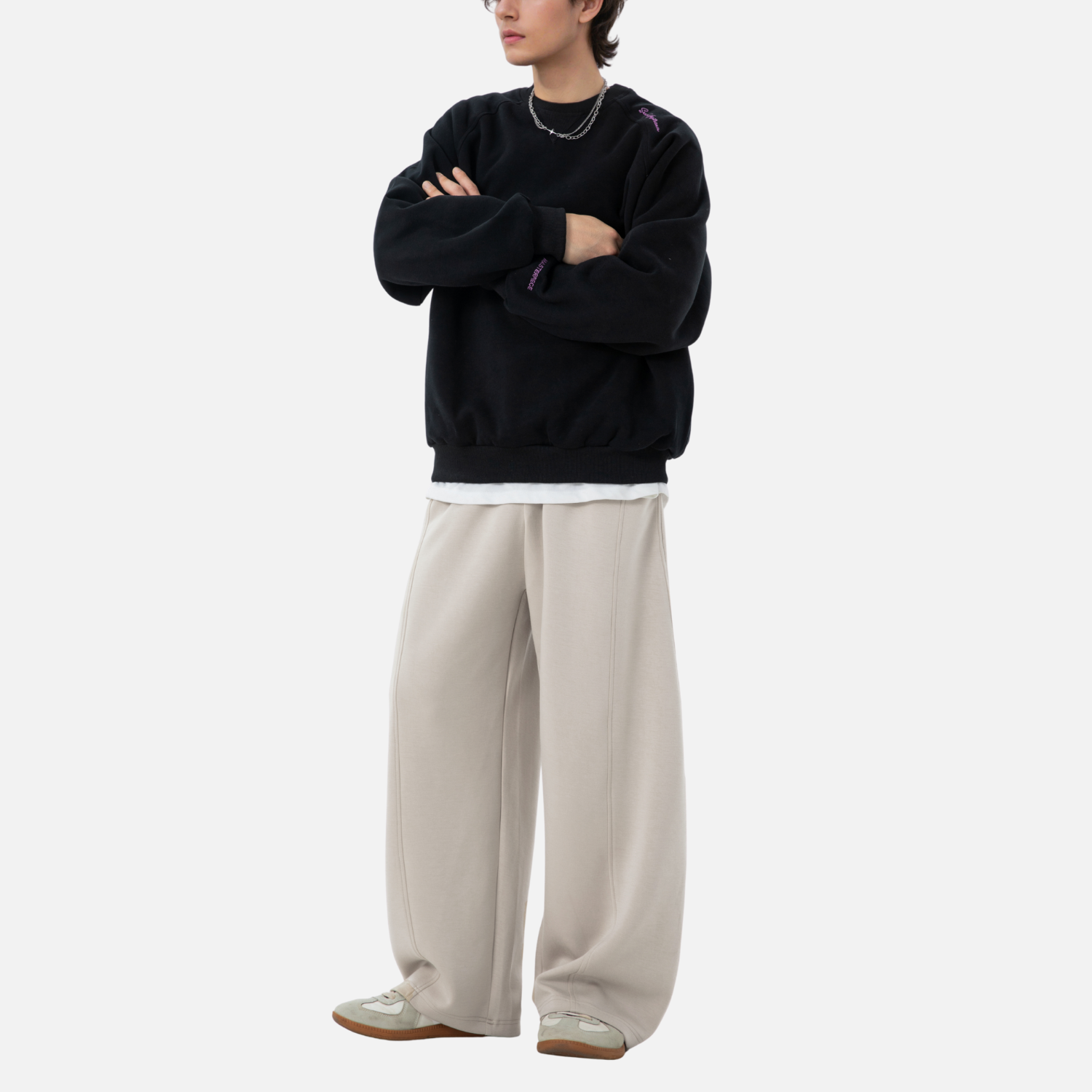 Paneled Texture Track Pants
