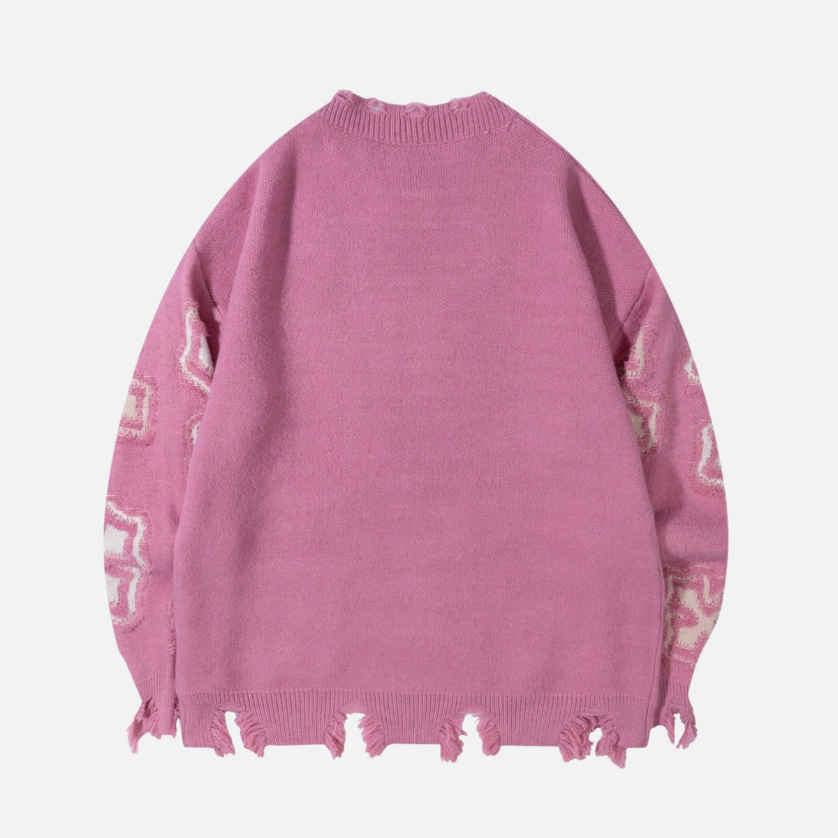 Distressed Cross Graphic Crewneck Sweater