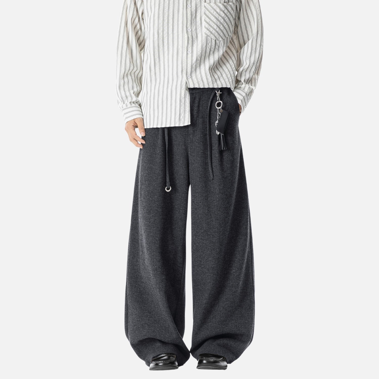Vintage Old-Money Wool-Texture Trousers