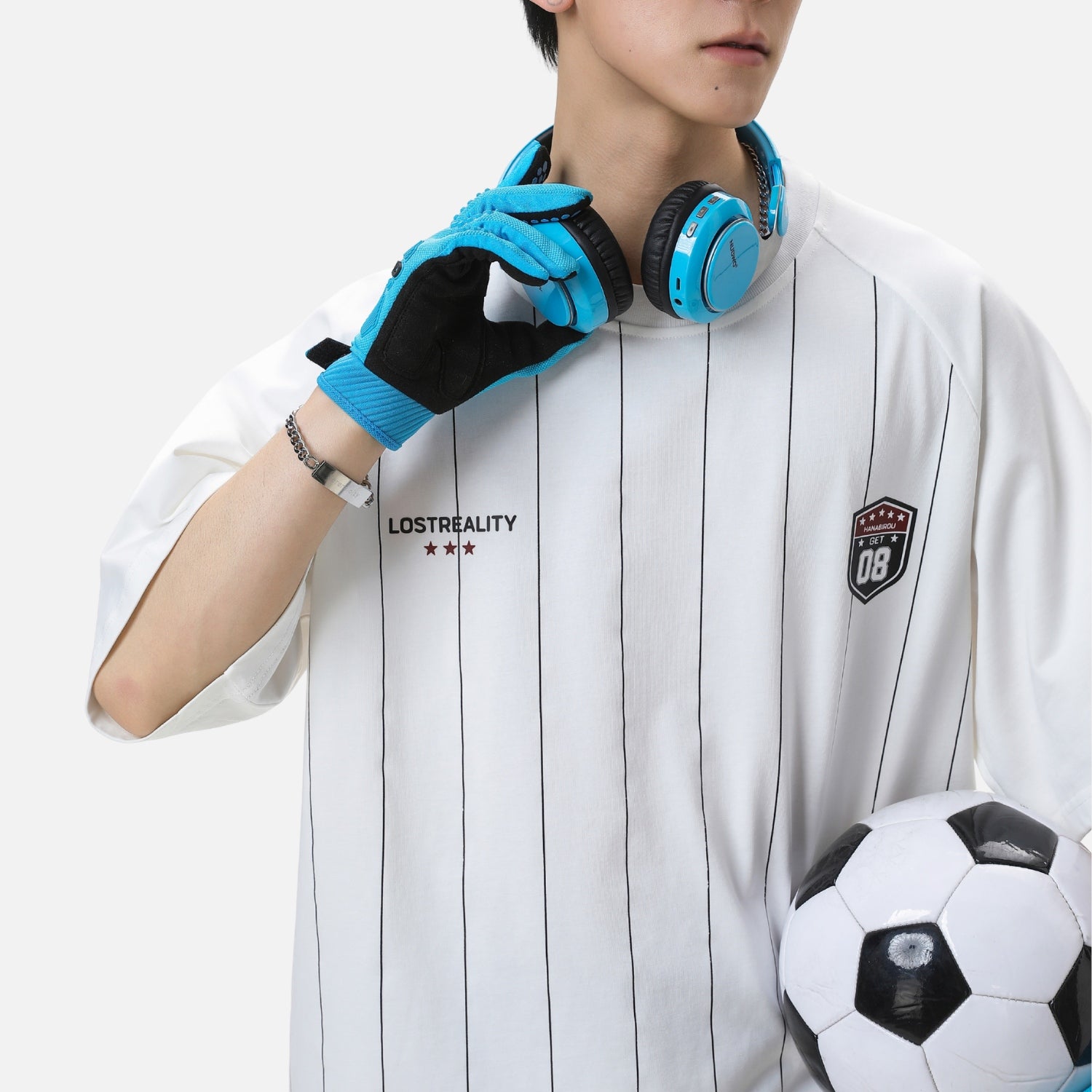 Gestreiftes Vintage-T-Shirt mit Grafikprint