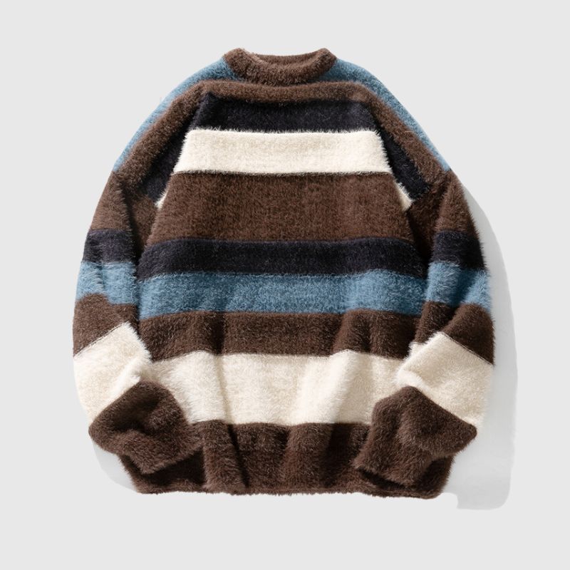 Vintage Striped Round Neck Knit Sweater