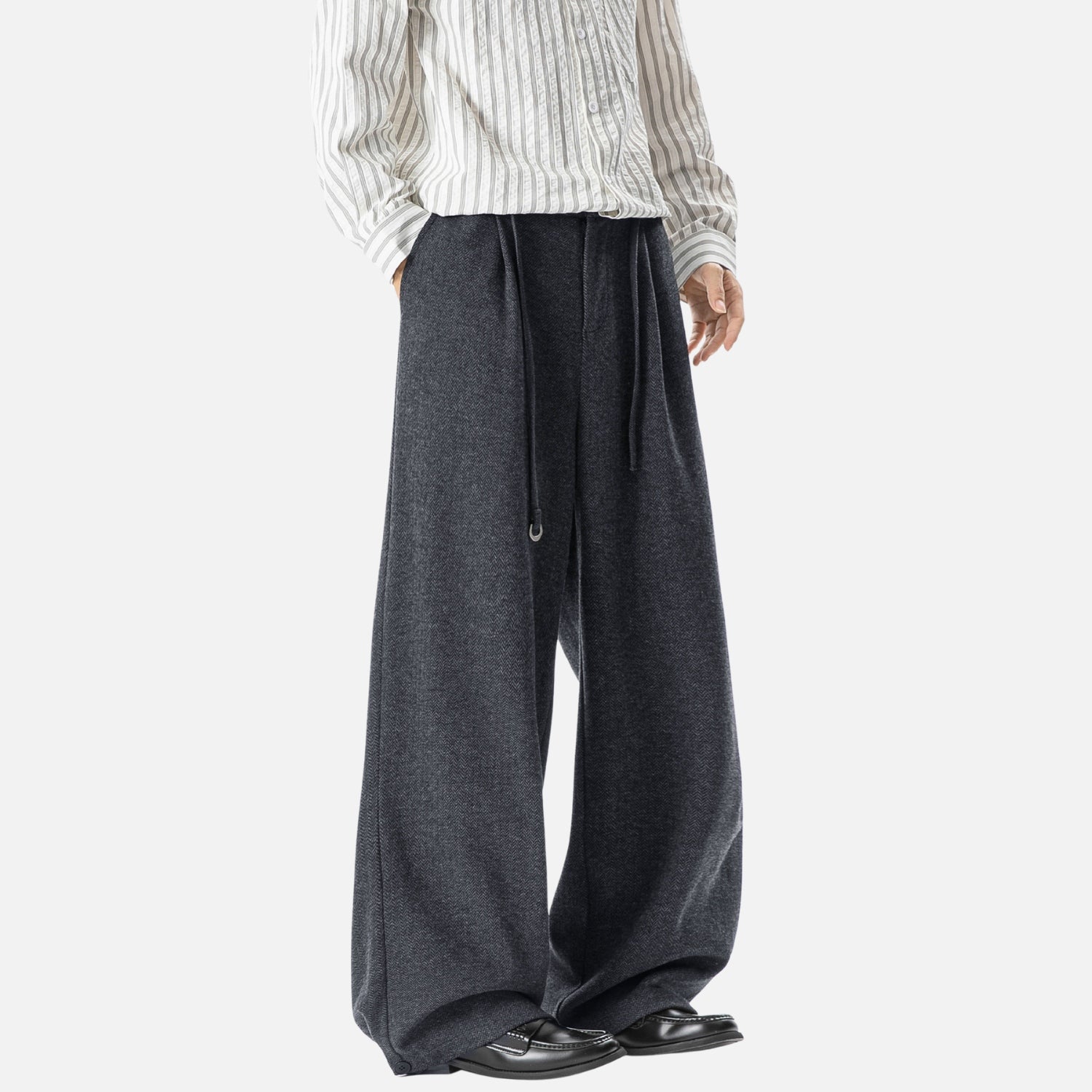 Vintage Old-Money Wool-Texture Trousers