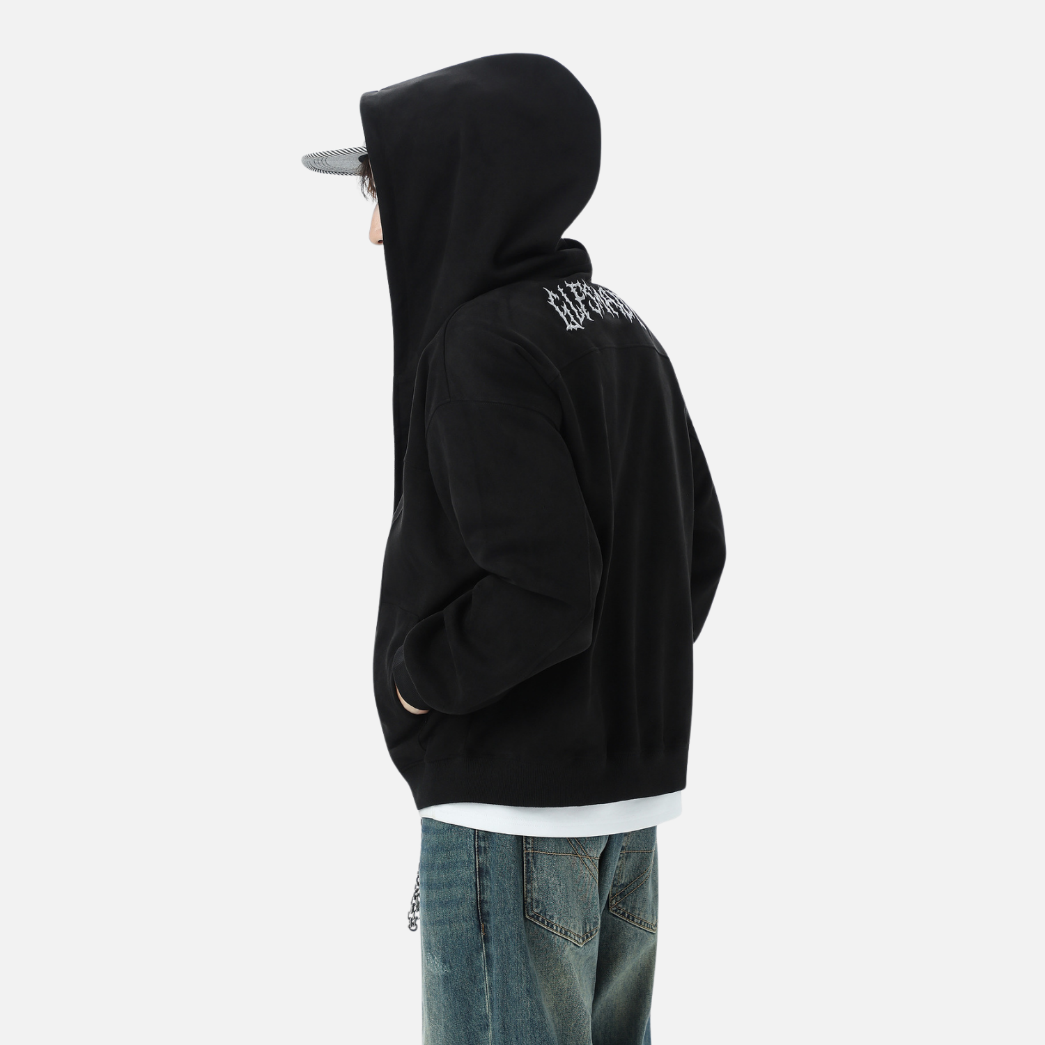 Sudadera retro de ante con capucha