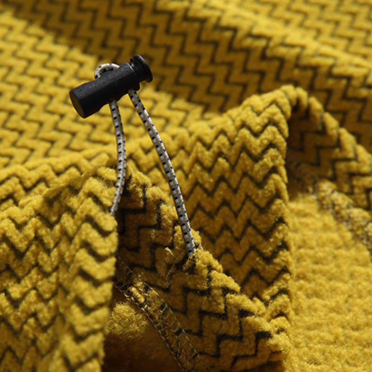 Wave-Textured Fleece Hooded Sweatshirt