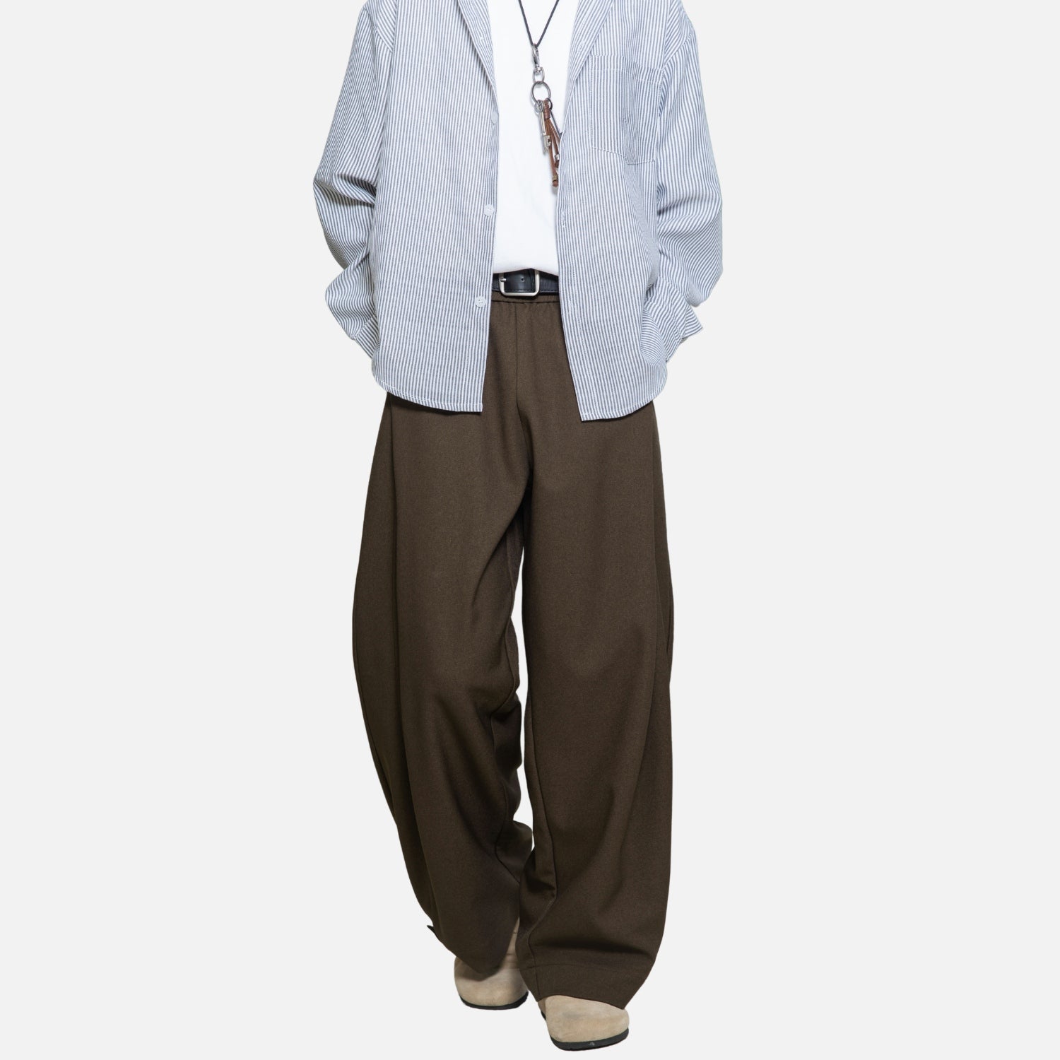 Draped Pleated Straight-Leg Trousers