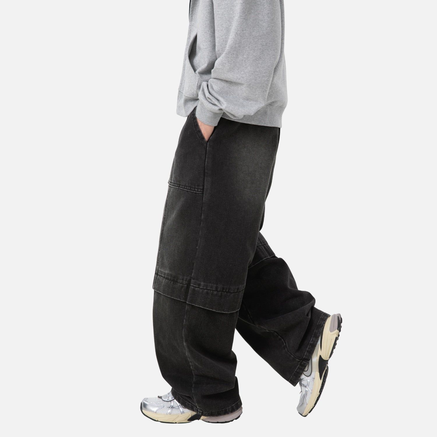 Vintage Washed Paneled Denim Pants