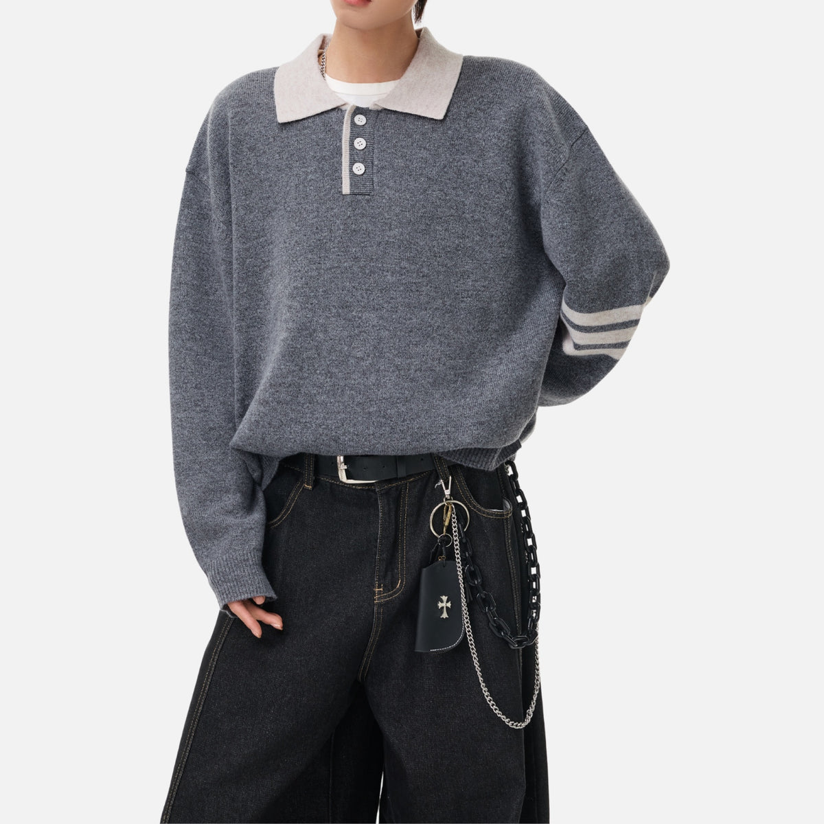 Vintage Old-Money Colorblock Polo Sweater