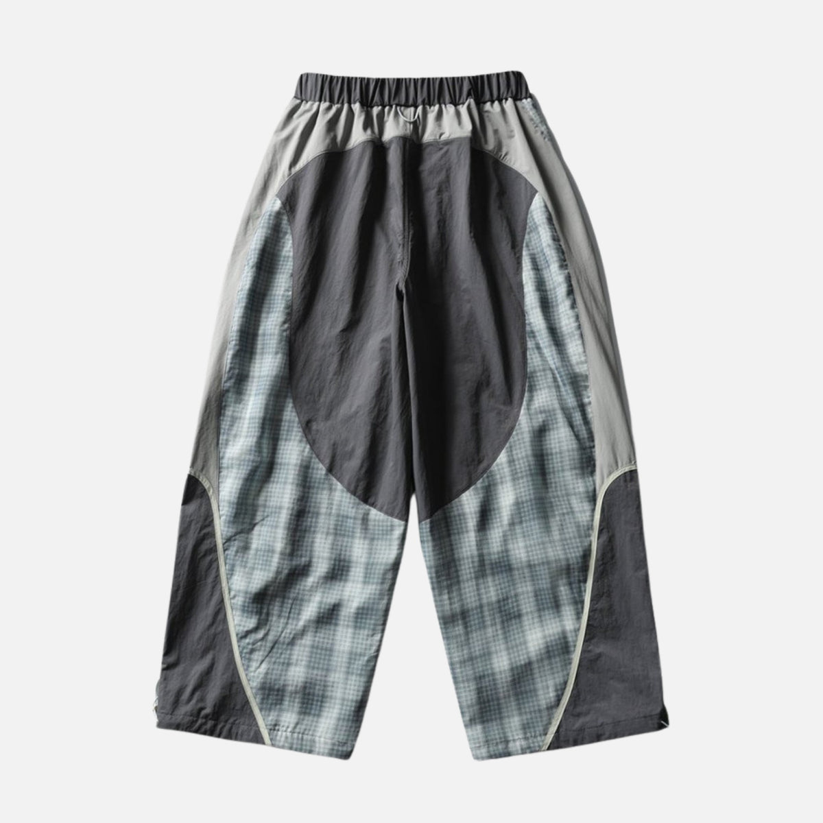 Plaid Colorblock Windproof Parachute Pants