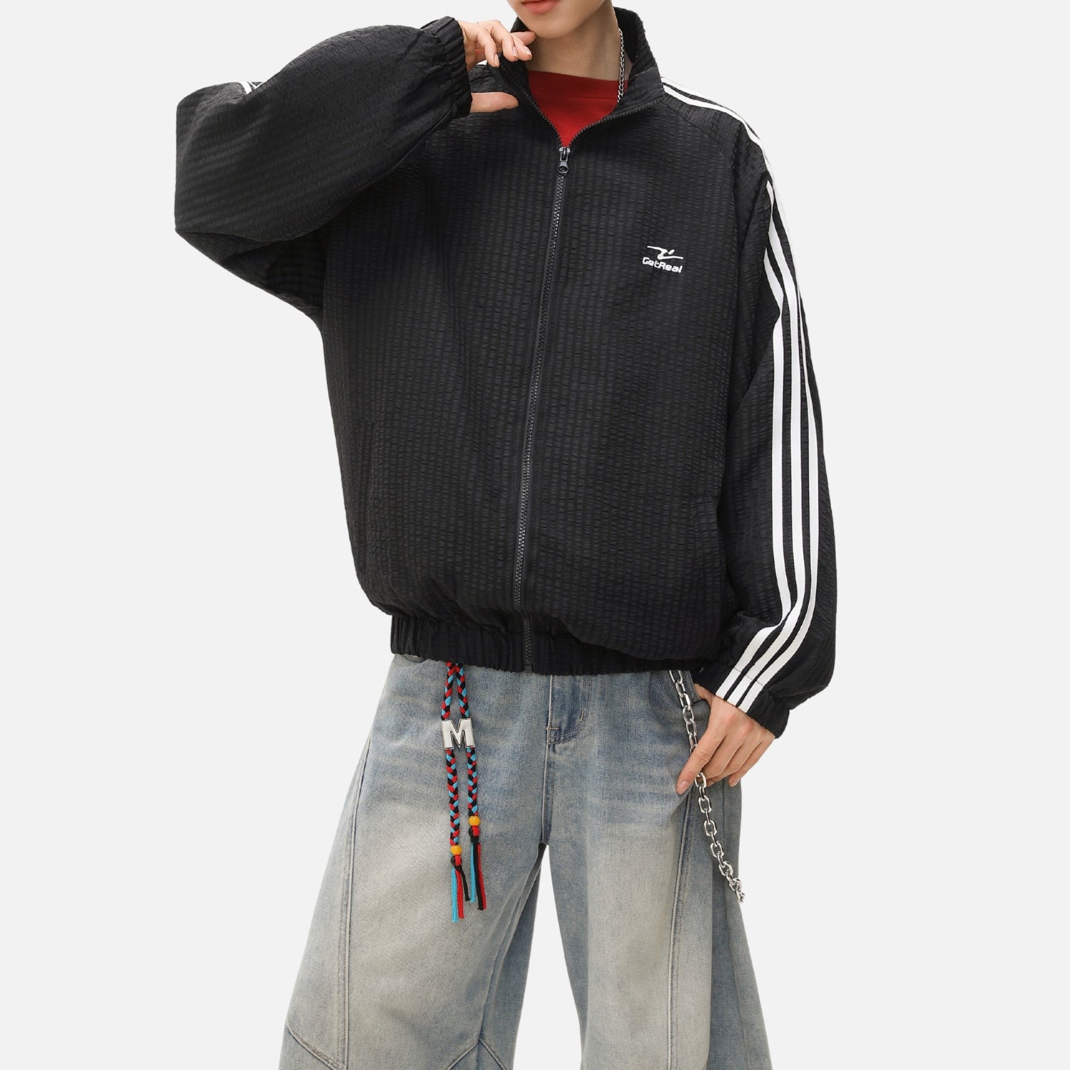 Textured Colorblock Track Jacket
