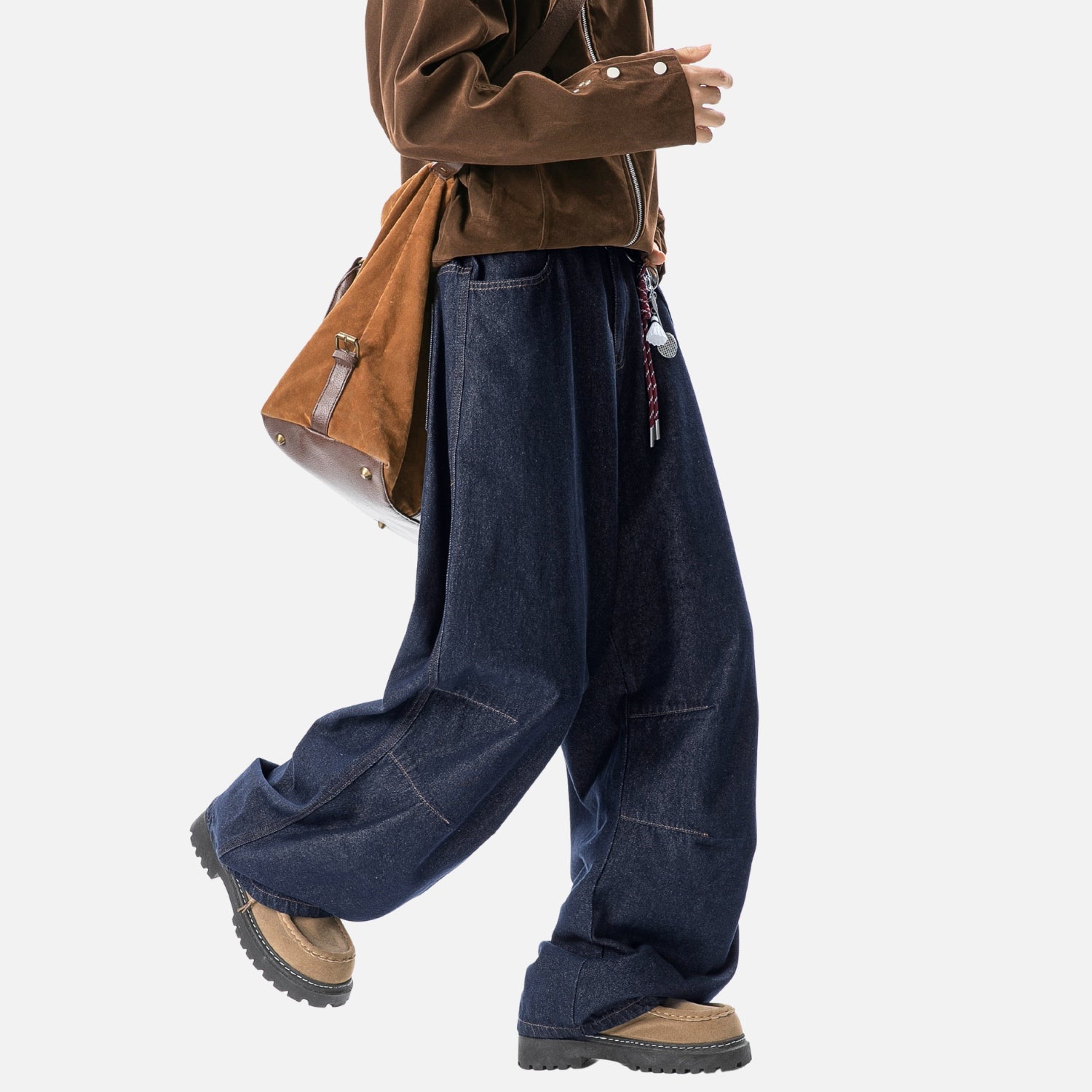 Double Pleated Baggy Jeans