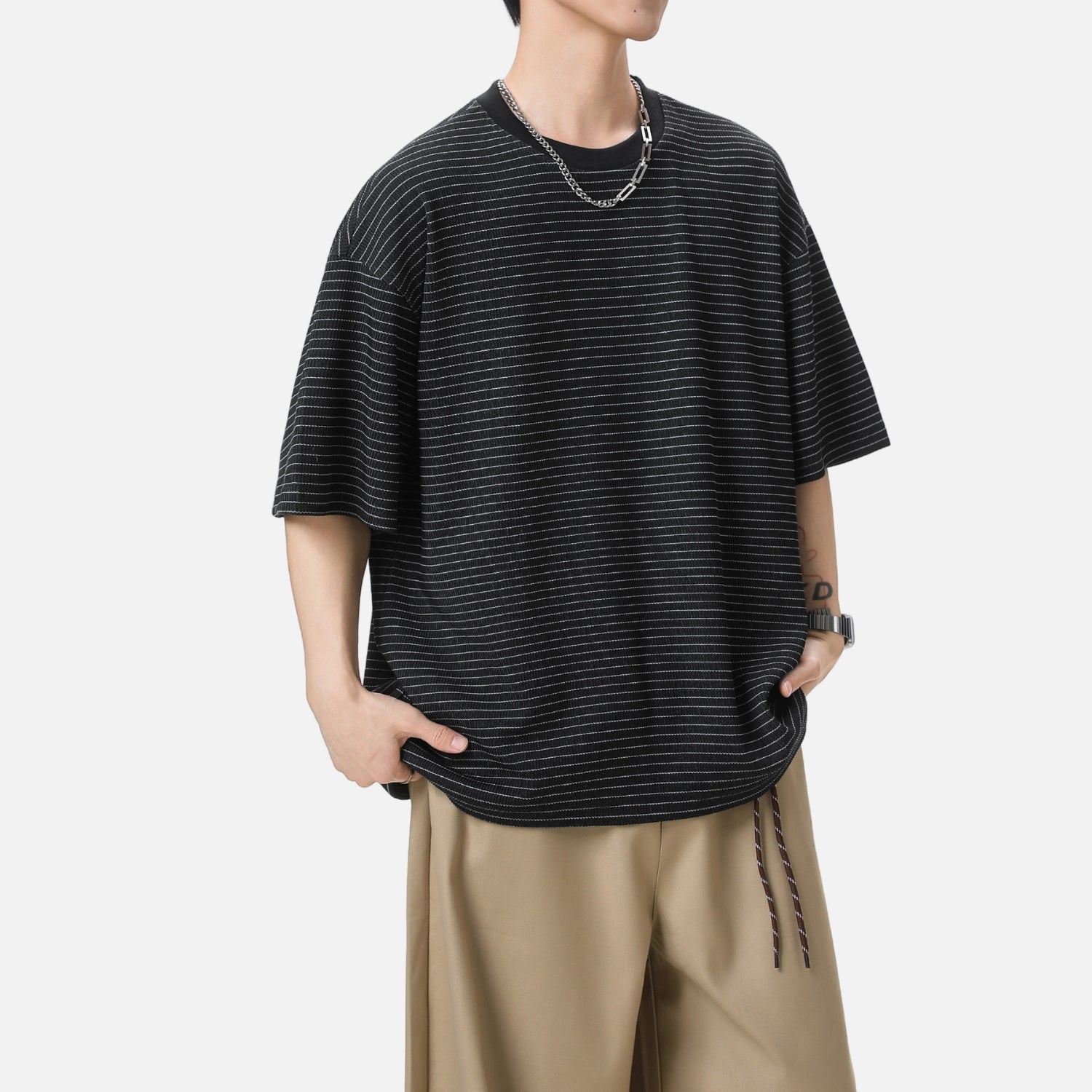 Minimal Striped Crewneck Tee