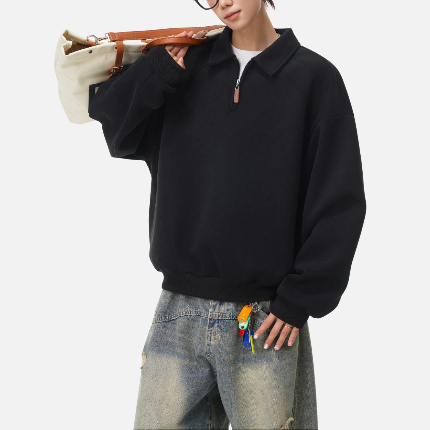 Vintage Half-Zip Polo Sweatshirt