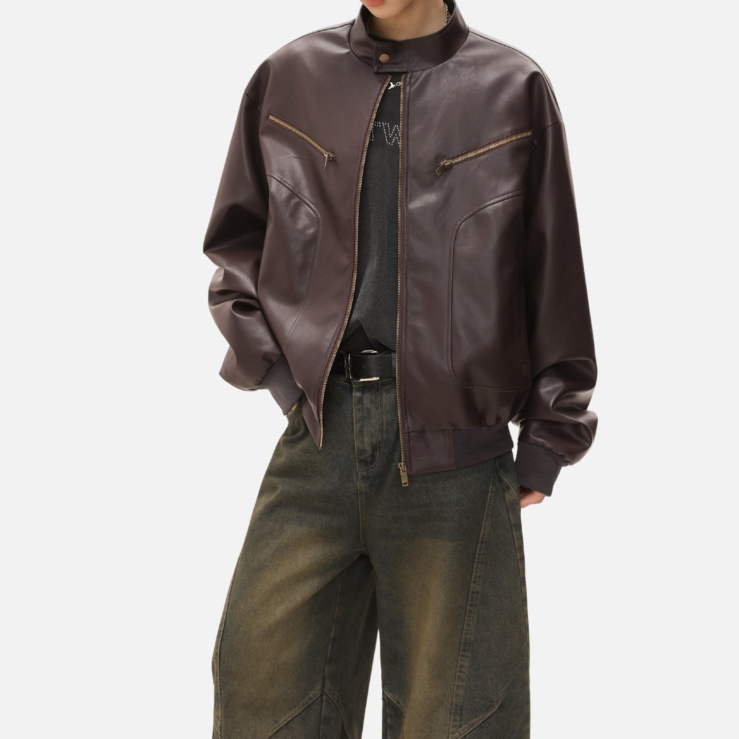 Vintage PU Leather Moto Jacket