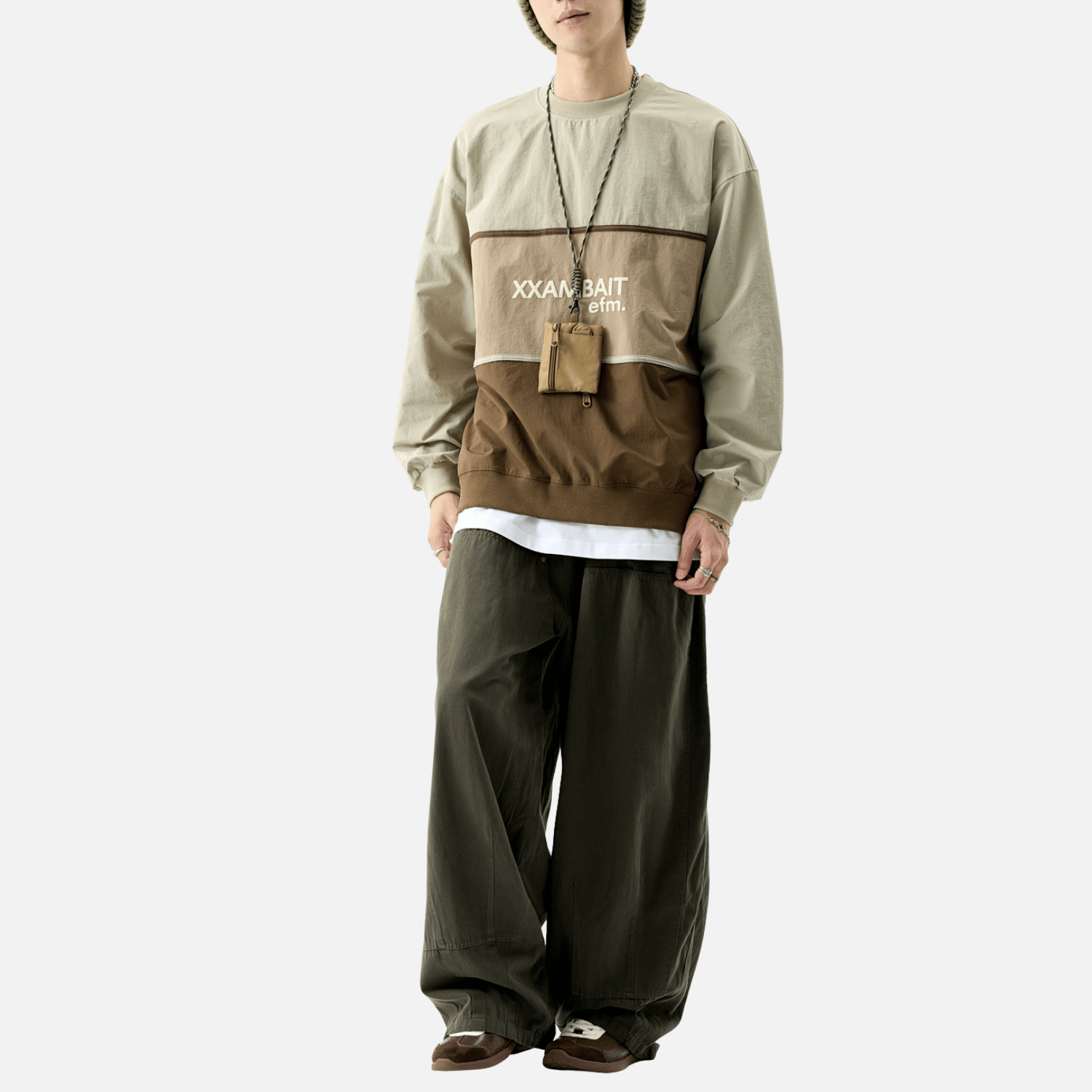 Tricolor Stripe Patchwork Sweatshirt