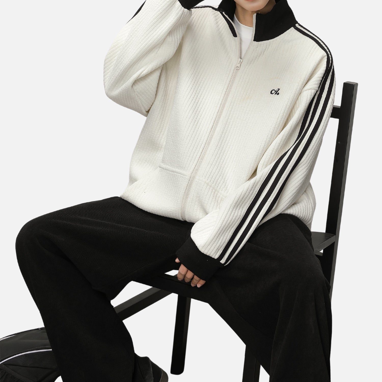 Colorblock Textured Zip-Up Jacket